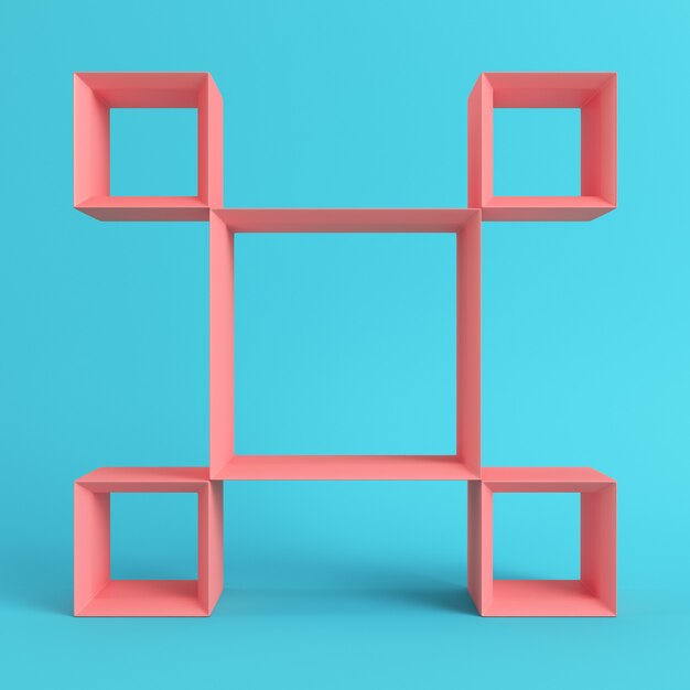 Photo empty square shelfs on bright blue background