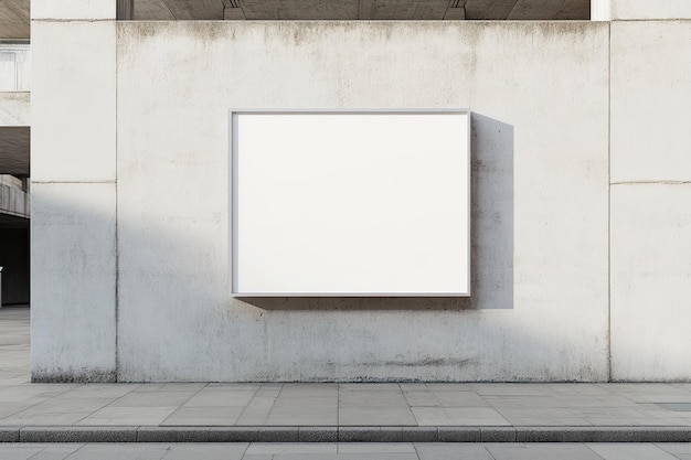 Photo empty square white stopper on concrete building ad and sign concept mock up 3d rendering