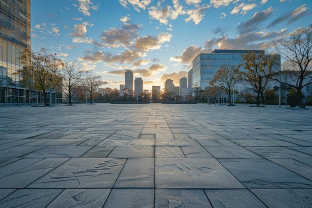 Empty square with sky and building as background