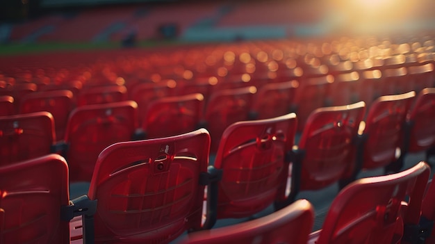 Photo empty stadium seats in golden hour