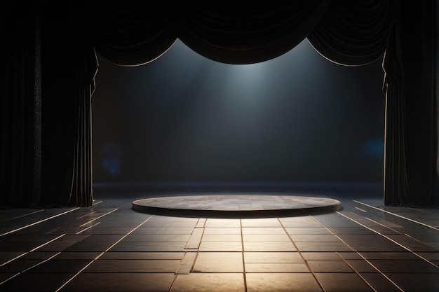 Empty Stage with Dramatic Spotlight Illumination