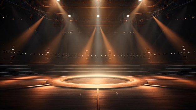 Empty stage with lighting equipment on a stage spotlight