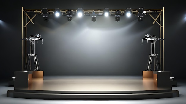 Empty stage with lighting equipment on a stage