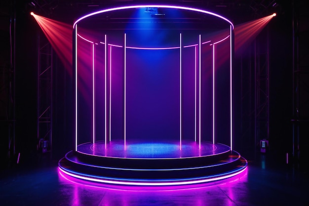 Empty stage with neon light