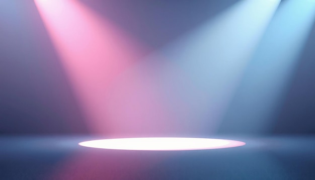 Empty stage with pink and blue spotlights