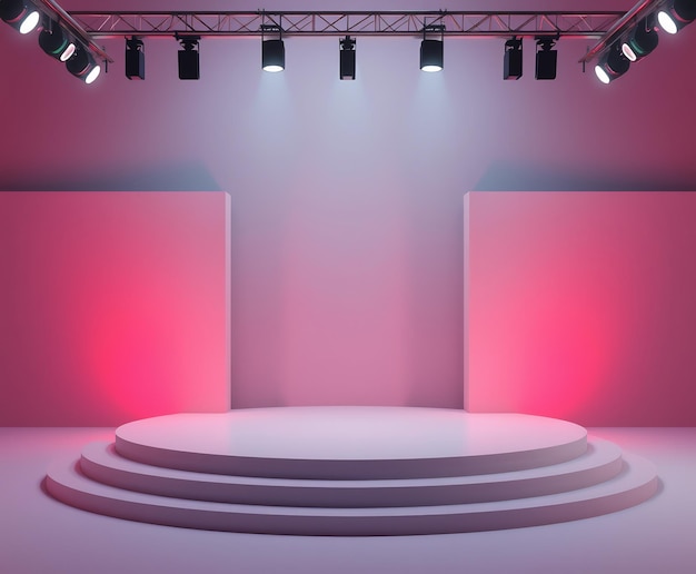 Photo empty stage with pink lighting