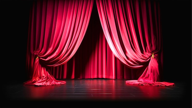 Empty Stage with red curtains template