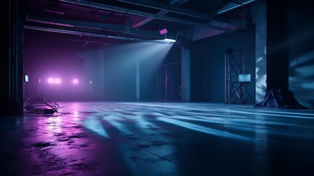 Empty stage with spotlights Generative Ai