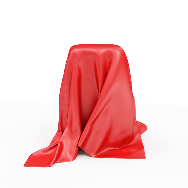 Empty Stand Covered with Red Cloth Fabric isolated