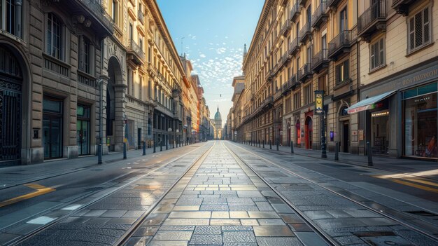 Photo empty street in milan italy