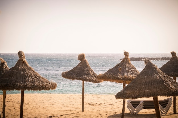 Empty summer beach with no tourism for crisis