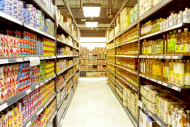 Empty supermarket blurry