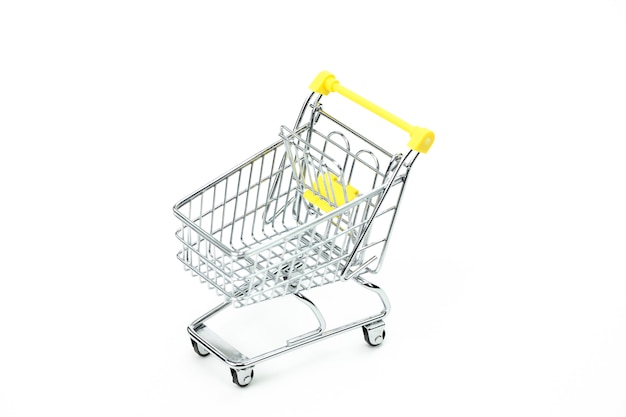 Empty supermarket trolley, conscious consumption trend