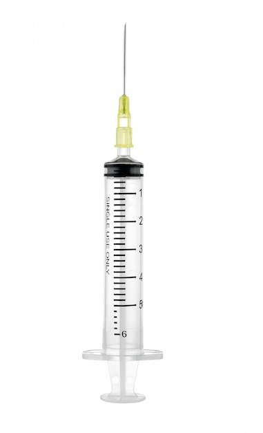 Empty syringe for injection isolated on white background