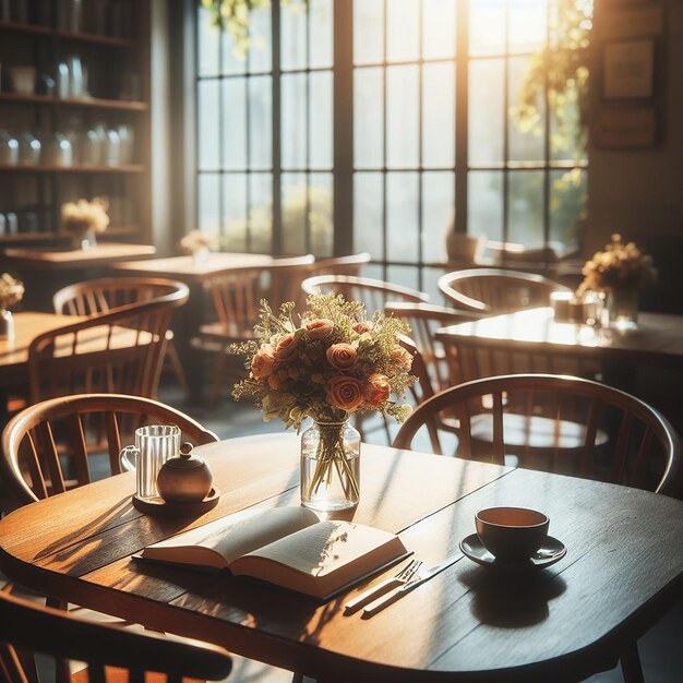 Empty table chair cafe