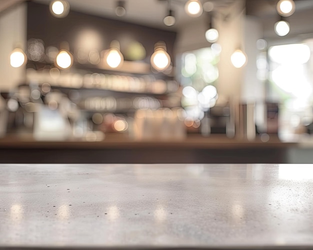 Empty table top counter with blur bokeh background Background for products