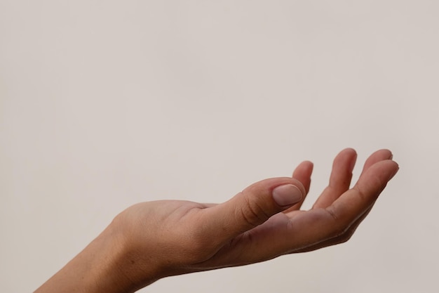 Empty tanned females hand close up