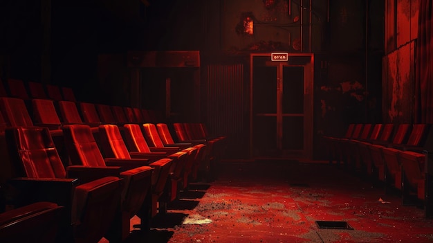 Photo empty theater seats in red ambiance