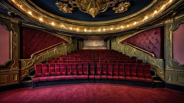 Photo an empty theater with red velvet seats and a red carpet on the floor