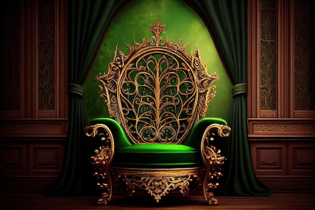 Empty Throne of Kings A Gleaming Fantasy Artwork with Crowns Gold and Diamonds