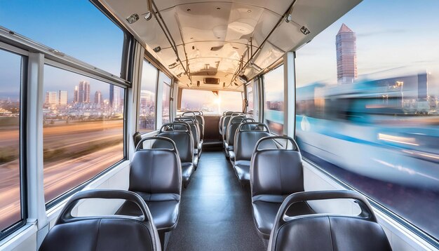 Photo empty train in the city on highspeed