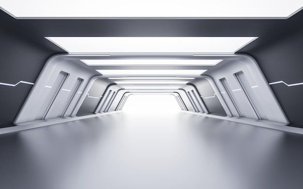 Empty tunnel with futuristic style 3d rendering