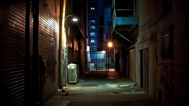 empty urban alley at night