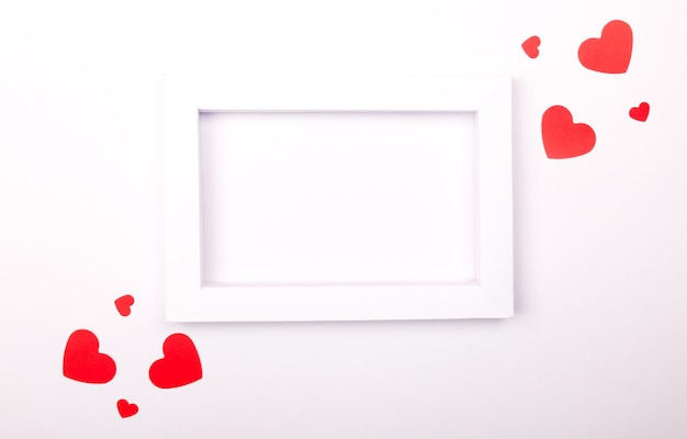 Empty valentine's day mockup frame isolated on paper background