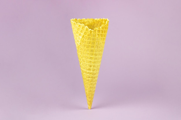 Empty waffle horn on a magenta background