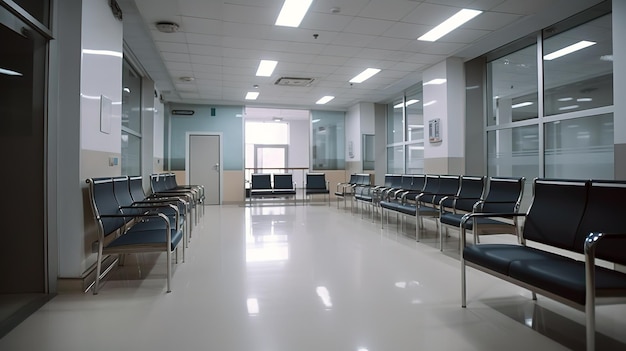 Empty waiting room in a hospital Generated ai