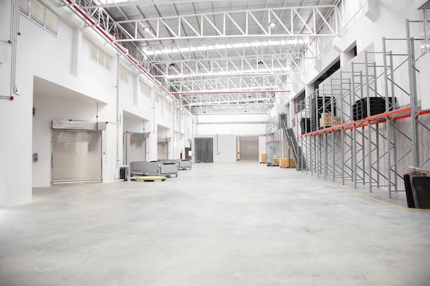 Empty warehouse interior in logistic industry 