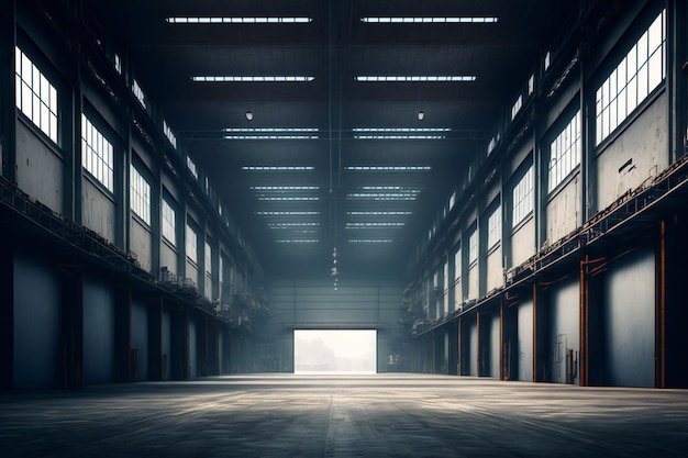 Empty warehouse in logistic center arts architecture indoor