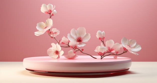 an empty white cake stand with magnolia flowers