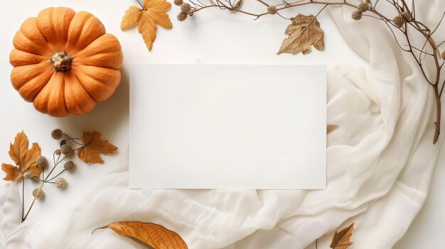 Empty white card with pumpkin