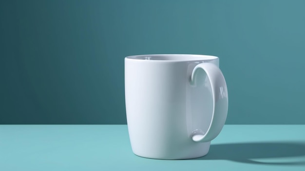 Empty White coffee cup isolated on blue background