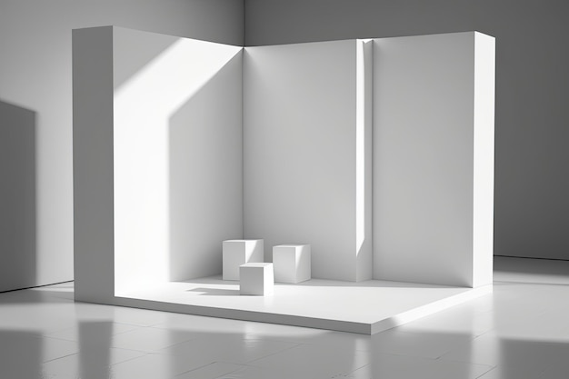 Empty white corner Abstract studio background for product Illustration AI Generative