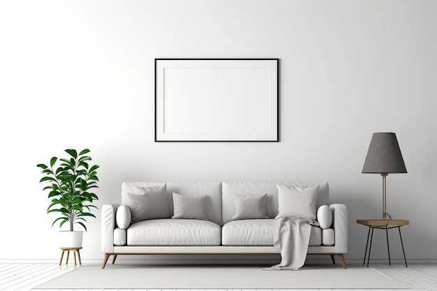 empty white frame in living room