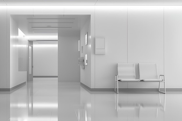 Photo empty white modern hospital corridor