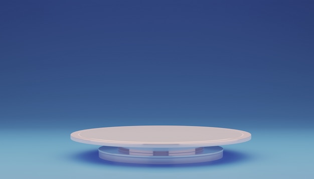 Empty white plate on blue.