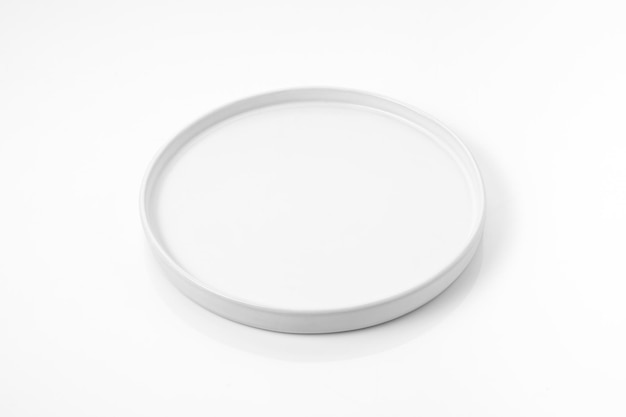 empty white plate ceramic on white background with path