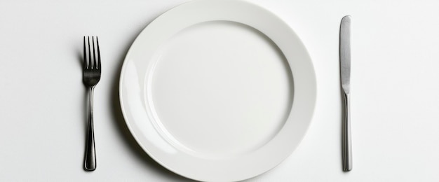 Empty White Plate White Background Minimalist Clean Artistic Inviting