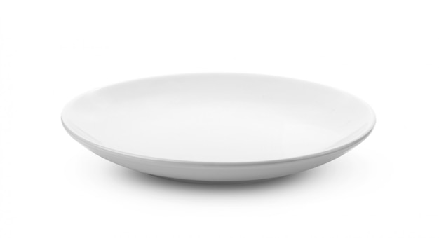 Empty white plate on white background