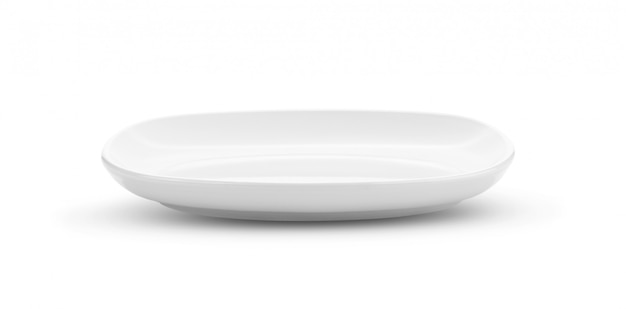 Empty white plate on white background