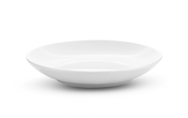 Empty white plate on white background