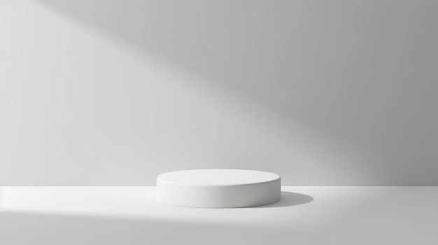 Empty white podium on light grey background Minimal template Round showcase for cosm Generative AI