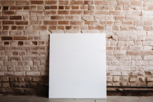 Empty white poster on brick wall Mock up 3D Rendering