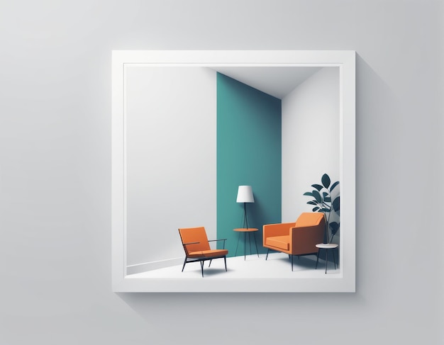 empty white room interior with empty frame 3d rendering 3d illustrationempty white room interior