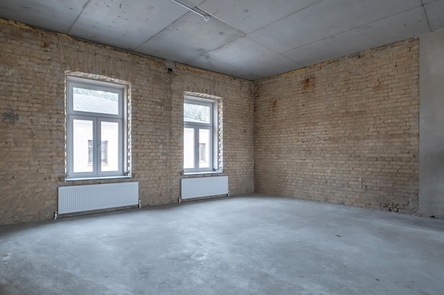 Empty white room with repair and without furniture room for office or store