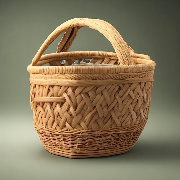 empty wicker basket on soft lightgenerated with ai