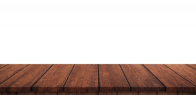 Empty wood table on isolate white background 